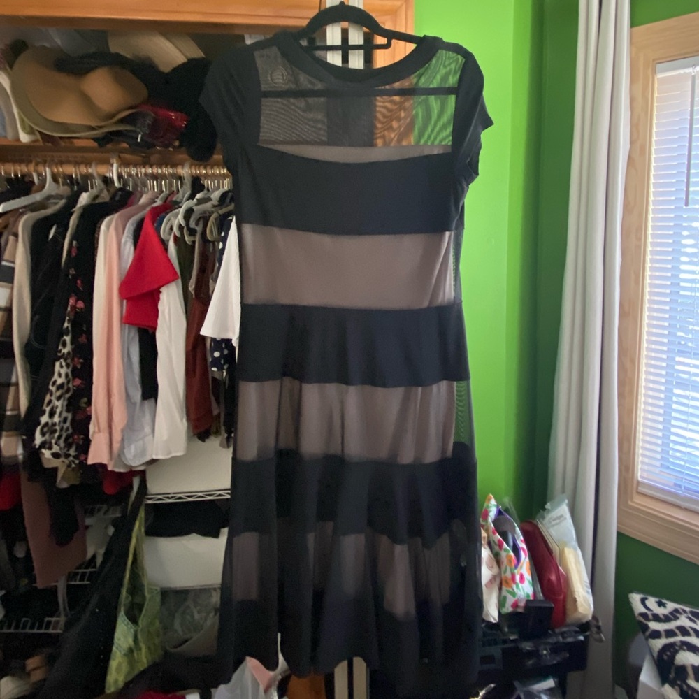 R&M Richards Black, sheer and nude Mesh Dress